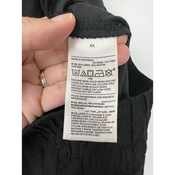 Old Navy High Rise Linen Blend Wide Leg Pants Plus Sz 4X Pull On Black Lagenlook - Picture 12 of 13